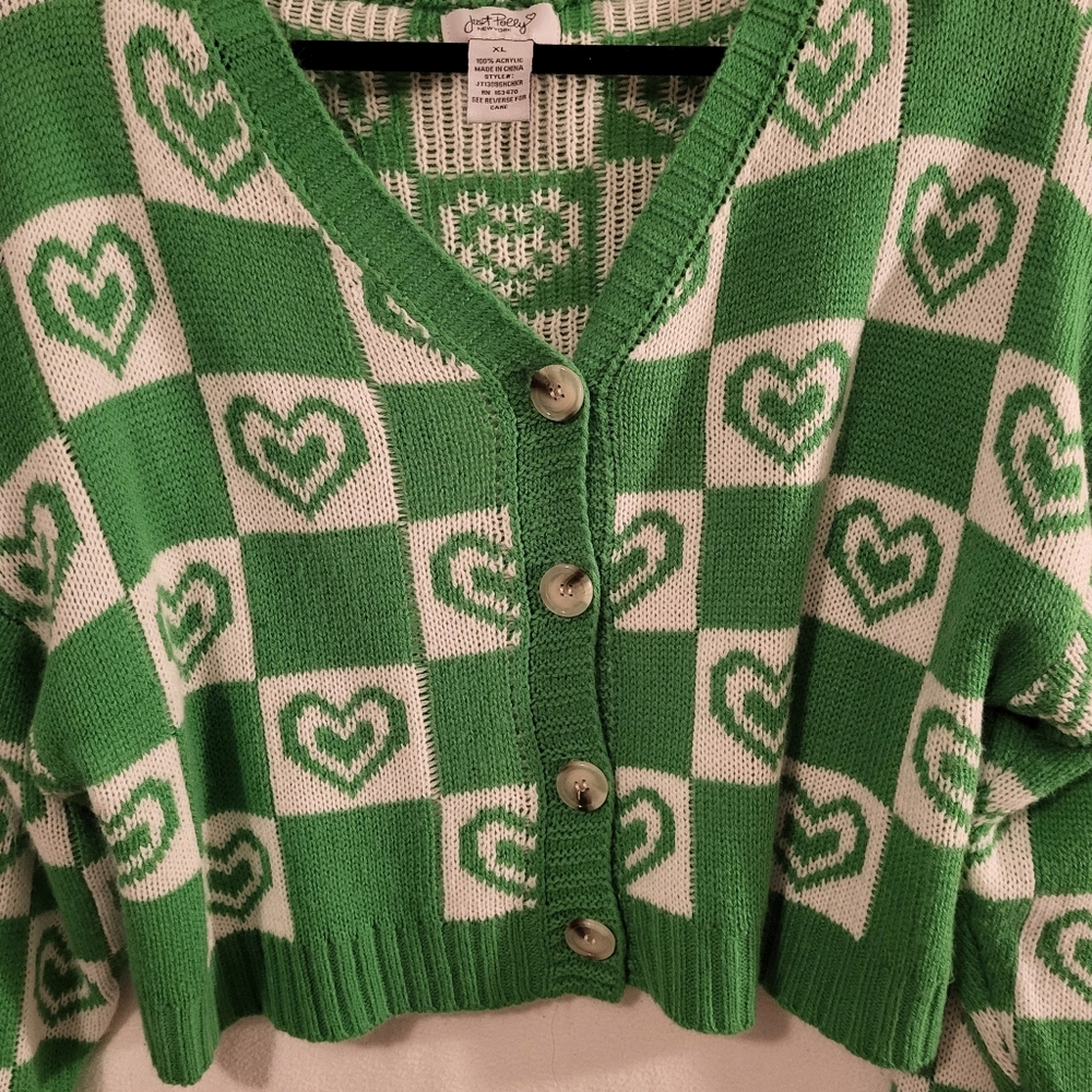 Green Heart Checkerboard Cropped Top